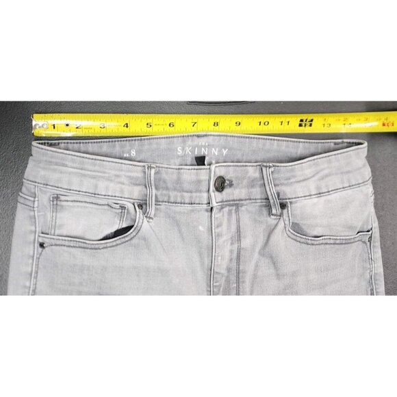 White House Black Market Jeans 8 Skinny Crop Light Wash Gray Stretch Zip Ankle - Picture 6 of 11